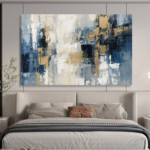 Load image into Gallery viewer, Hand - painted Gray and Gold Abstract Blocks Acrylic Art for Modern Office Lobbies LargeART1706