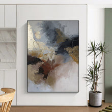 Load image into Gallery viewer, “Neutral - Gold Abstract Fusion” Abstract Painting on Canvas, Luxe Living Room Art DKH1017