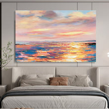 Load image into Gallery viewer, Hand - painted Pastel Sunset Seascape Acrylic Art for Coastal Bedroom Retreats LargeART1736
