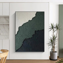 Load image into Gallery viewer, “Ripped Paper Textures in Green and Black” - Green, Black, White Abstract Art on Canvas DKH1218