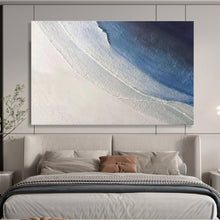 Load image into Gallery viewer, Blue - White Textured “Calm Abstraction” Painting on Canvas, Minimalist Modern Art DKH894
