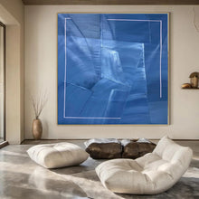 Load image into Gallery viewer, Blue Geometric Abstract Canvas Painting, Ideal for Modern Gallery Wall & Sleek Office LargeART1322