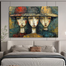 Load image into Gallery viewer, Textured Portrait Painting on Canvas - “Hat - Wearing Figures” DKH763