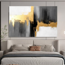 Load image into Gallery viewer, Hand - painted Abstract Gold - Accented Acrylic Art for Luxury Bedroom Decor LargeART1648