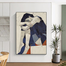 Load image into Gallery viewer, Cubist Abstract Figure Embrace, Perfect for Modern Art Gallery Wall & Thoughtful Living Room LargeART1980