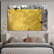 Load image into Gallery viewer, Bold Yellow - Gray Abstract Acrylic painting DLZ153