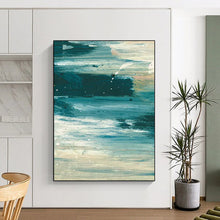 Load image into Gallery viewer, “Ocean Ripple” - Blues, whites, soft brushstrokes, calm sea DTP177