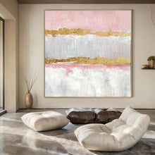 Load image into Gallery viewer, Grand Hand - painted Pink and Gold Elegance Acrylic Art for Glamorous Dining Rooms LargeART0207