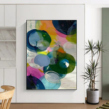 Load image into Gallery viewer, “Colorful Translucent Circles” Abstract Painting on Canvas, Vibrant Office Decor DKH999