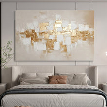 Load image into Gallery viewer, Gold & White Abstract - Luxe Living Room Art LargeART1552