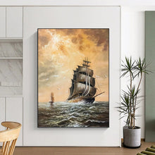 Load image into Gallery viewer, “Sailing Ship at Sea” - Romantic Seascape Art on Canvas DKH1649