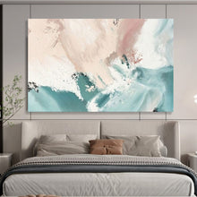 Load image into Gallery viewer, Blush & Teal Flow: Soft - Hued Abstract Motion Large - Scale Hand - painted Abstract Acrylic Art DLZ182
