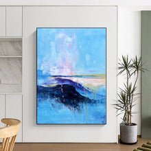 Load image into Gallery viewer, Massive Blue - Toned Coastal Abstract Acrylic for Beachfront Villa Bedroom & Relaxing Spa Lounge LargeART0326
