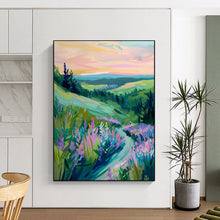 Load image into Gallery viewer, Lavender Valley at Sunset Abstract Art, Suited for Romantic Living Room & Relaxing Reading Nook LargeART2015