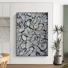 Load image into Gallery viewer, “Black and White Abstract Doodles” - Expressive Line Art on Canvas DKH1591