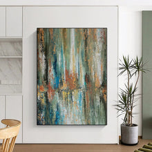 Load image into Gallery viewer, Hand - painted Large - sized Forest - Inspired Abstract Reflections Acrylic Art for Nature - Themed Living Rooms LargeART0049