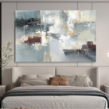 Load image into Gallery viewer, Blue - Gray Abstract Painting On Canvas with Subtle Reds DKH352