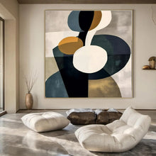 Load image into Gallery viewer, Geometric Shape Abstract in Neutrals Canvas Painting, Perfect for Scandinavian - Style Bedroom & Modern Library LargeART1249
