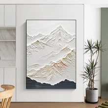 Load image into Gallery viewer, “Textured White Mountain Range” Abstract Nature - Inspired Painting on Canvas, Serene Decor DKH985