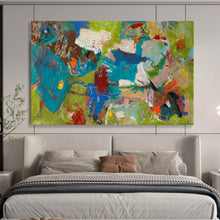 Load image into Gallery viewer, Hand - painted Colorful Abstract Collage Acrylic Art for Bohemian - Chic Living Rooms LargeART1677