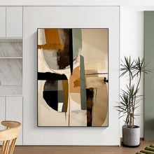 Load image into Gallery viewer, Custom Large Geometric Neutral Abstract - Ideal for Minimalist Office & Contemporary Art Library LargeART0753