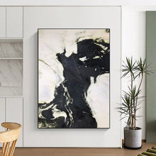Load image into Gallery viewer, Custom Large Black - White Dynamic Strokes - Ideal for Modern Monochrome Lounge & Edgy Art Gallery LargeART0733