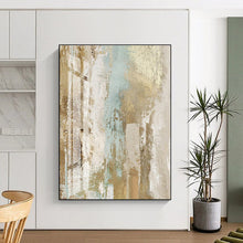 Load image into Gallery viewer, Large - Scale Beige - Blue Abstract Textured Art for Living Room & Hotel Lobby LargeART0434