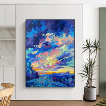 Load image into Gallery viewer, Blue & Orange Abstract Landscape Art, Perfect for Adventurous Living Room & Inspirational Office LargeART2112