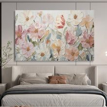 Load image into Gallery viewer, Pastel Floral Textured Abstract Painting on Canvas - “Soft Garden” DKH673