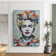 Load image into Gallery viewer, Colorful Mixed - Media Abstract Portrait, Frida - Themed Art for Bohemian Living Room & Art Gallery LargeART2184