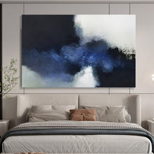 Load image into Gallery viewer, Hand - painted Blue and Black Abstract Acrylic Art for Modern Dining Room Decor LargeART1661