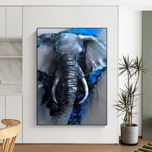 Load image into Gallery viewer, “Blue - Accented Elephant Portrait” - Contemporary Animal Art on Canvas DKH1610