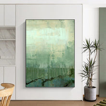 Load image into Gallery viewer, “Subtle Green Layers” Abstract Landscape - Inspired Painting on Canvas, Serene Decor DKH952