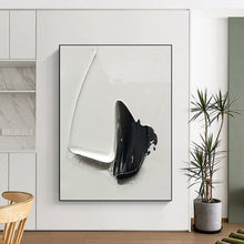 Load image into Gallery viewer, “Black and White Impasto Forms” - Minimalist Shaped Art on Canvas DKH1671