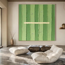 Load image into Gallery viewer, Green Striped Abstract with Figures, Suited for Whimsical Garden Room & Sports - Lover’s Den LargeART1356