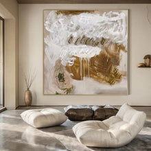 Load image into Gallery viewer, Abstract White and Brown Drizzle Art, Perfect for Bohemian Bedroom & Artsy Studio LargeART1085
