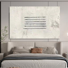 Load image into Gallery viewer, “Black Lines on Textured White” - Minimalist Abstract Acrylic, Great for Modern Art Gallery and Industrial - Style Loft DLZ262