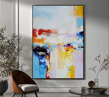 Load image into Gallery viewer, Blue White Yellow Abstract Painting Textured Canvas Painting Large Canvas Art For Living Room