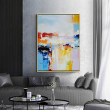 Load image into Gallery viewer, Blue White Yellow Abstract Painting Textured Canvas Painting Large Canvas Art For Living Room