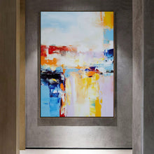 Load image into Gallery viewer, Blue White Yellow Abstract Painting Textured Canvas Painting Large Canvas Art For Living Room
