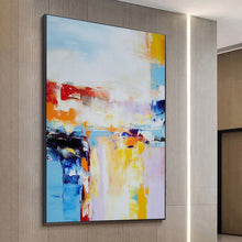 Load image into Gallery viewer, Blue White Yellow Abstract Painting Textured Canvas Painting Large Canvas Art For Living Room