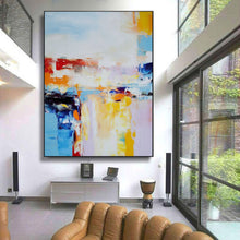 Load image into Gallery viewer, Blue White Yellow Abstract Painting Textured Canvas Painting Large Canvas Art For Living Room