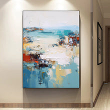 Load image into Gallery viewer, Blue White Red Palette Knife Abstract Painting Extra Large Wall Art For Living Room Bedroom Big Canvas Art