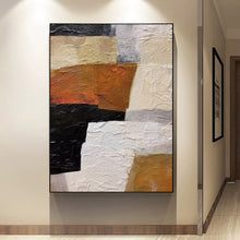 Load image into Gallery viewer, Black And White Yellow Minimalist Art For Living Room Extra Large Wall Art Abstract Painting Brown Painting