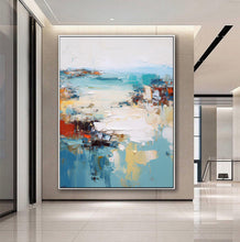 Load image into Gallery viewer, Blue White Red Palette Knife Abstract Painting Extra Large Wall Art For Living Room Bedroom Big Canvas Art