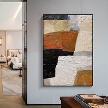 Load image into Gallery viewer, Black And White Yellow Minimalist Art For Living Room Extra Large Wall Art Abstract Painting Brown Painting