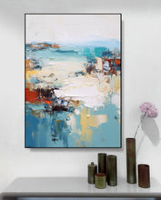 Load image into Gallery viewer, Blue White Red Palette Knife Abstract Painting Extra Large Wall Art For Living Room Bedroom Big Canvas Art