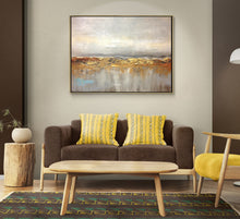 Load image into Gallery viewer, Grey Gold Textured Canvas Painting Minimalist Art For Living Room Extra Large Wall Art