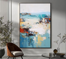 Load image into Gallery viewer, Blue White Red Palette Knife Abstract Painting Extra Large Wall Art For Living Room Bedroom Big Canvas Art