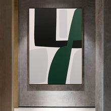 Load image into Gallery viewer, Abstract Black White Green Abstract Painting Home Bedroom Wall Decor Geometric Wall Art
